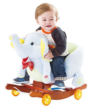 25-Toy Time Kids' 2-in-1 Plush Ride-On Rocking Elephant
