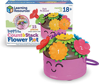 5-Learning Resources Poppy the Count & Stack Flower Pot contents